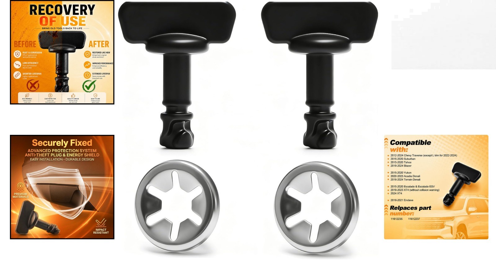 High-Strength Zinc Alloy Bolts with Retainers for 2015-2024 Hitch Covers – 2PCS