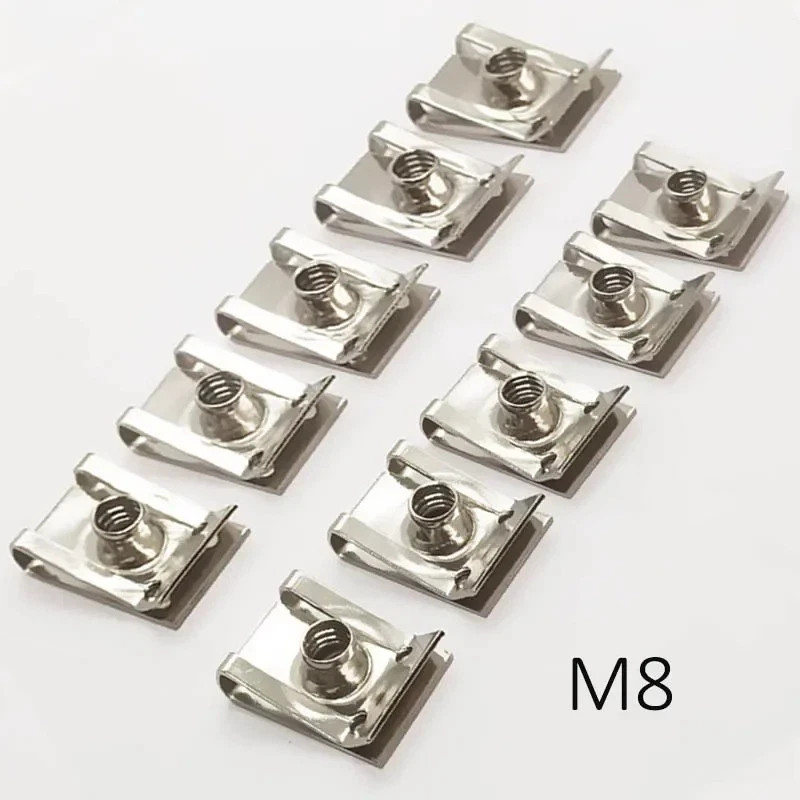 10PCS Stainless Steel U Clips Spring Nuts M4 M5 M6 M8 Car Panel Fasteners