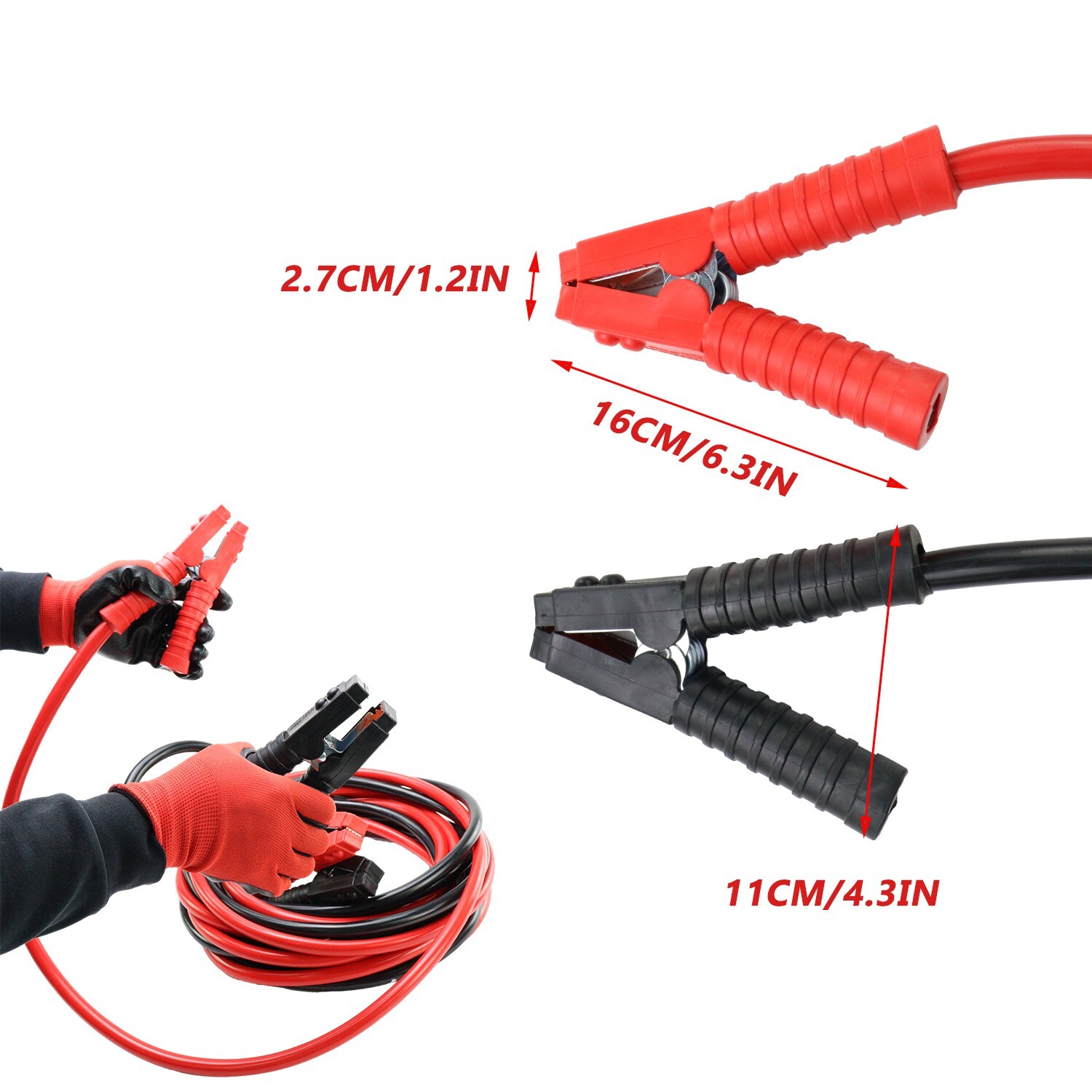 30Ft Auto Jumper Cables 2/0 Gauge 5000AMP Automotive Booster Cables for Car Van