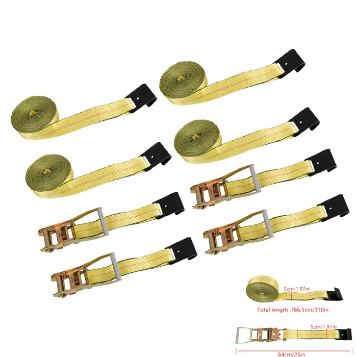 3333 lbs 4 PK 2 Inch x 27 Feet Ratchet Straps With Flat Hook Heavy Duty Tie Down