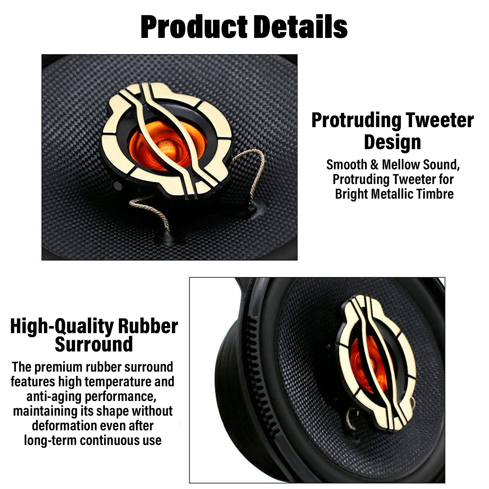 1Pair 6.5” 150W Car Audio Coaxial Speakers 2 Way HIFI Stereo Tweeter 4Ω Premium