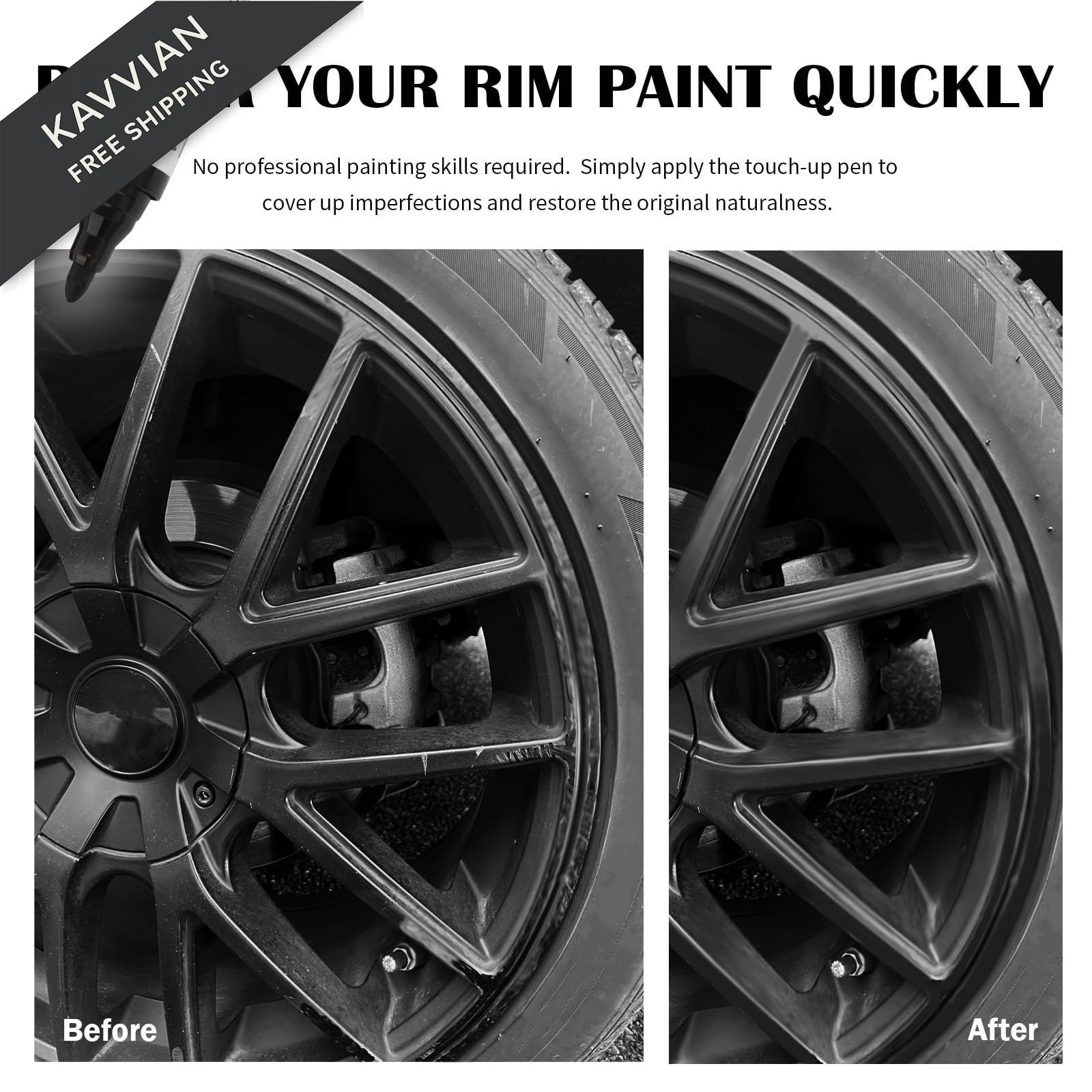 Touch Up Paint for Cars,Professional Rim Paints 1 Count (Pack of 1), Black