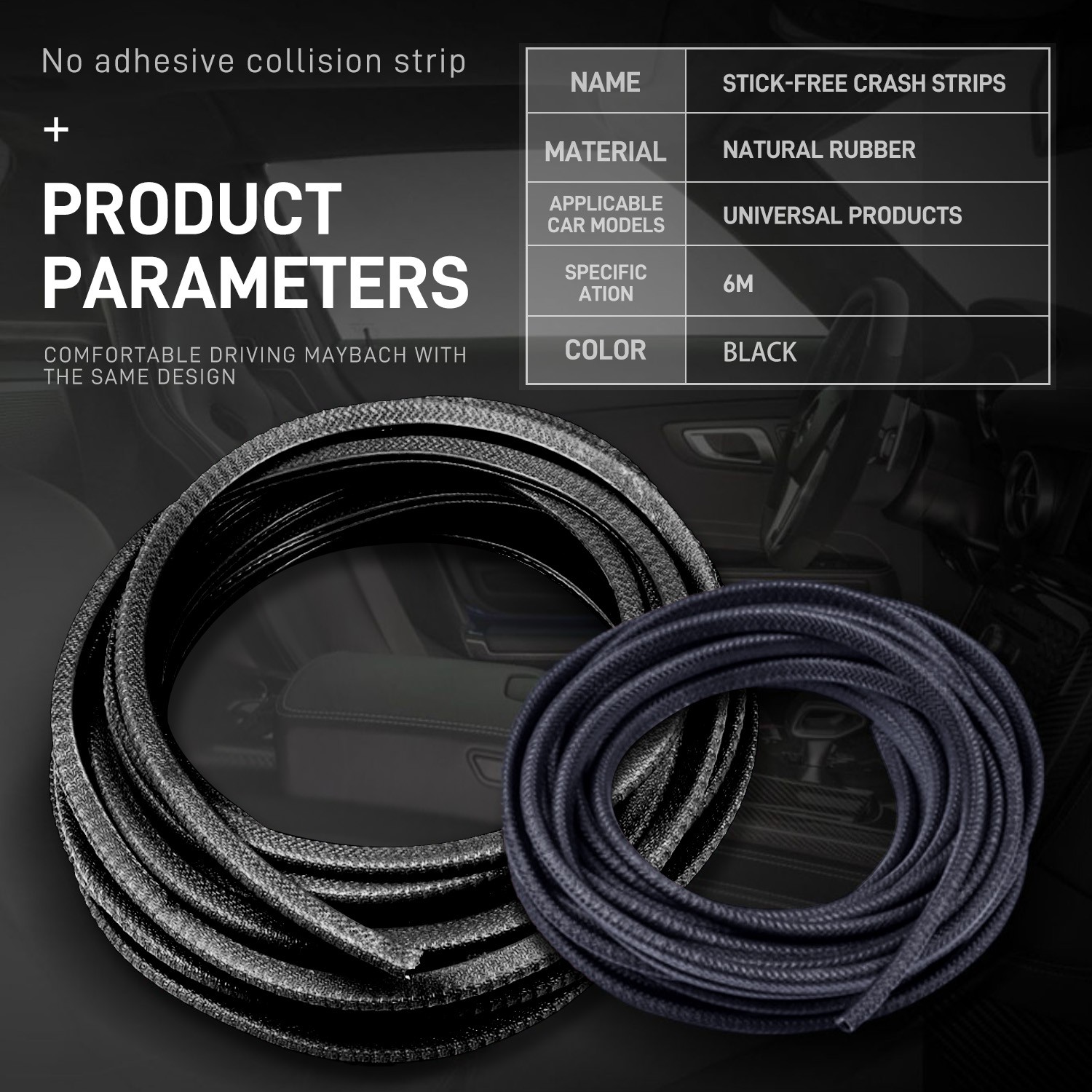 Car Door Edge Guards Edge Trim Rubber Seal Protector Rubber for Truck SUV 6M