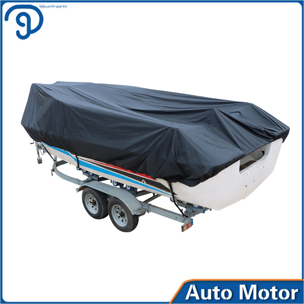 Waterproof Trailerable Boat Cover Fishing V-Hull Runabout 11-13FT New Black