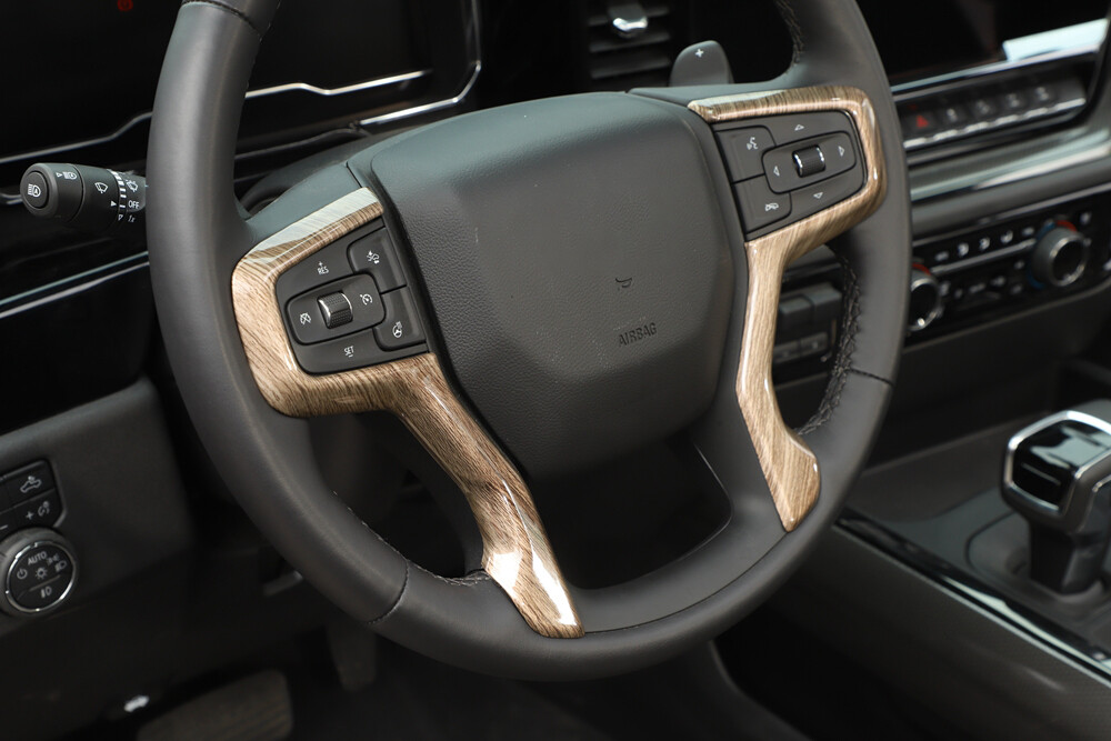 Interior Steering Wheel Cover Trim For Chevrolet Silverado 1500 19-23 Wood Grain