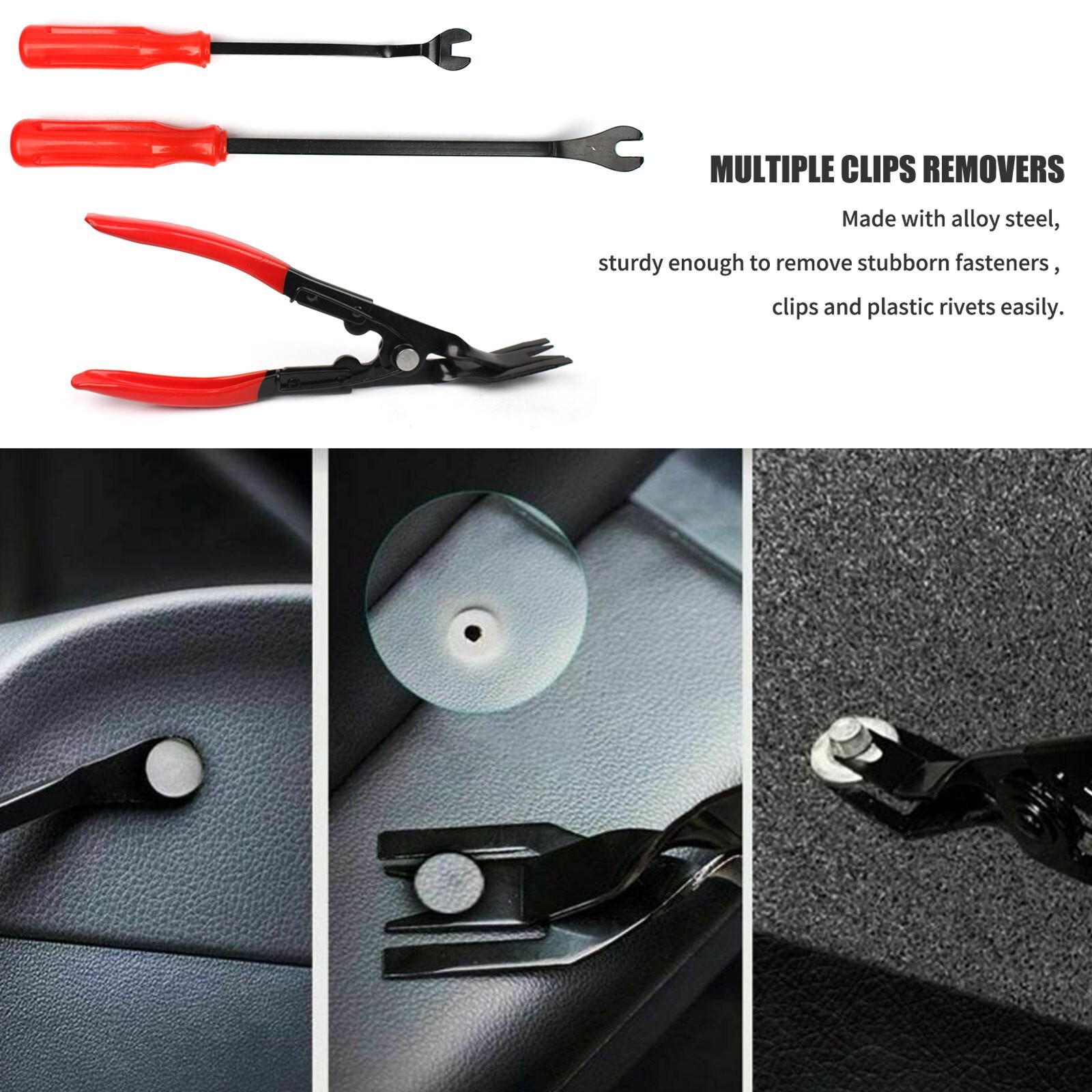 Door Trim Rivets Clips Pliers Fastener Remover Puller Pry Bar Tool Kit Trim Clip