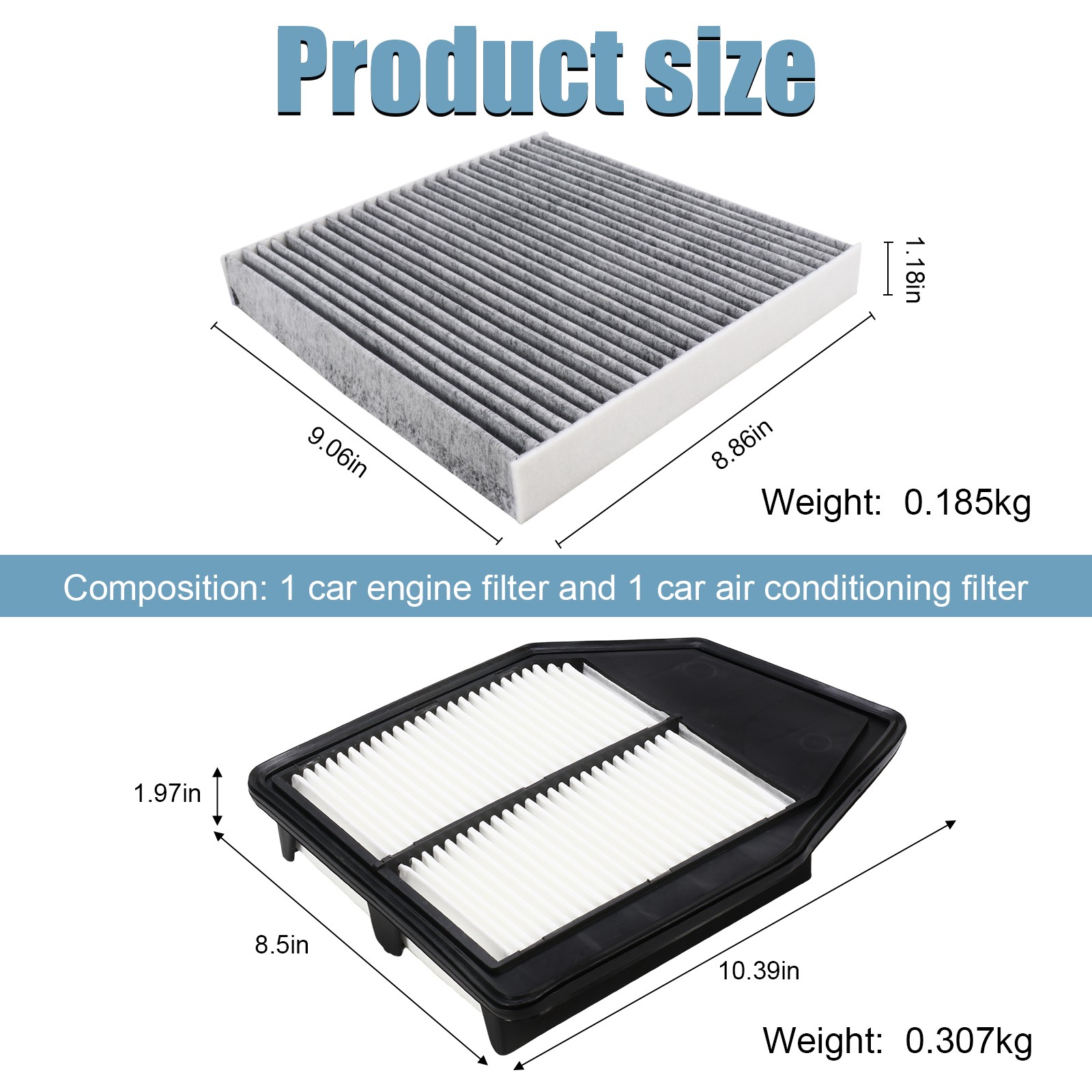Engine+Cabin Air Filter For Honda Accord 2008-2012 Crosstour Premium Combo Set