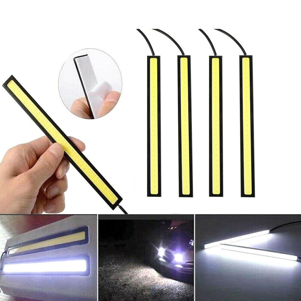 4PCS WHITE LED STRIP DRL DAYTIME RUNNING LIGHTS FOG COB CAR LAMP 12V WATERPROOF