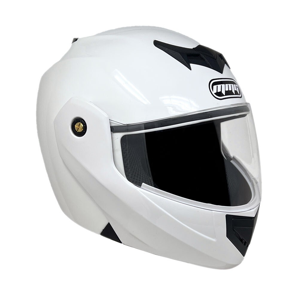 MMG Modular Full Face Motorcycle Helmet Flip-Up Visor DOT Gloss White Large