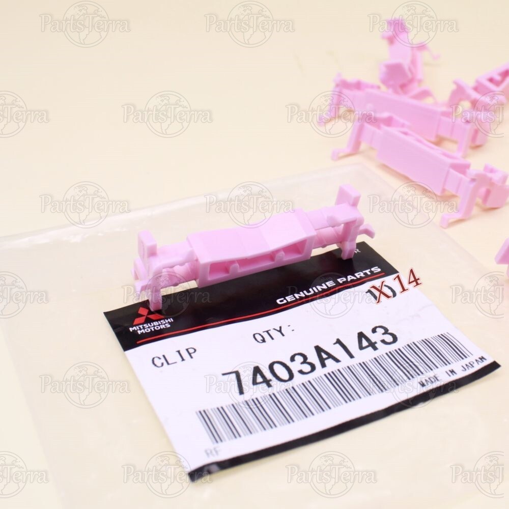 NEW GENUINE MITSUBISHI LANCER PINK PLASTIC DRIP ROOF MOLDING CLIPS 7403A143 -x14