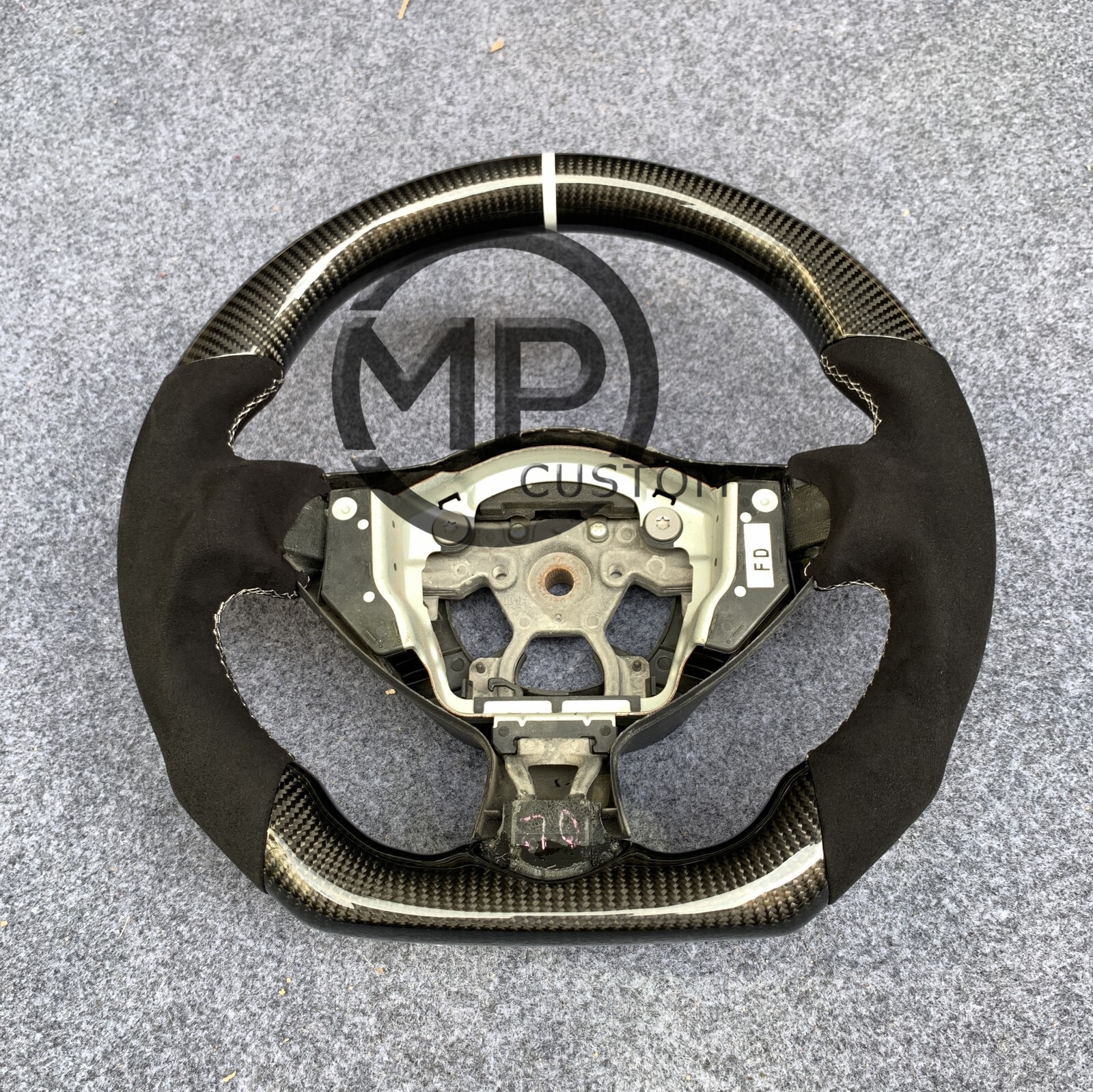 Black Alcantara Carbon Fiber Steering Wheel Fit For Nissan 370Z Z34 QX70 FX50