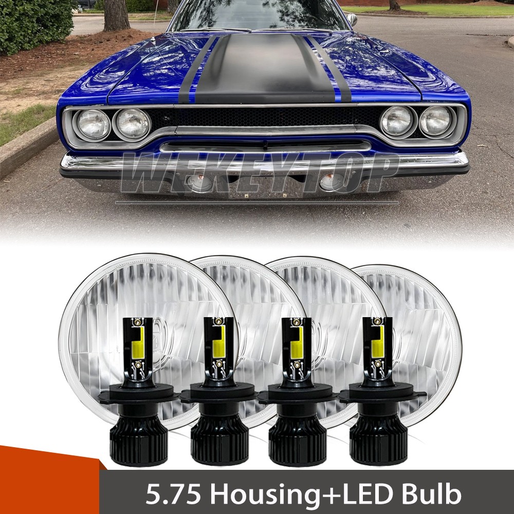 4PCS 5-3/4 5.75 LED Headlights High Low Beam H4 For Plymouth Satellite 1968-1974