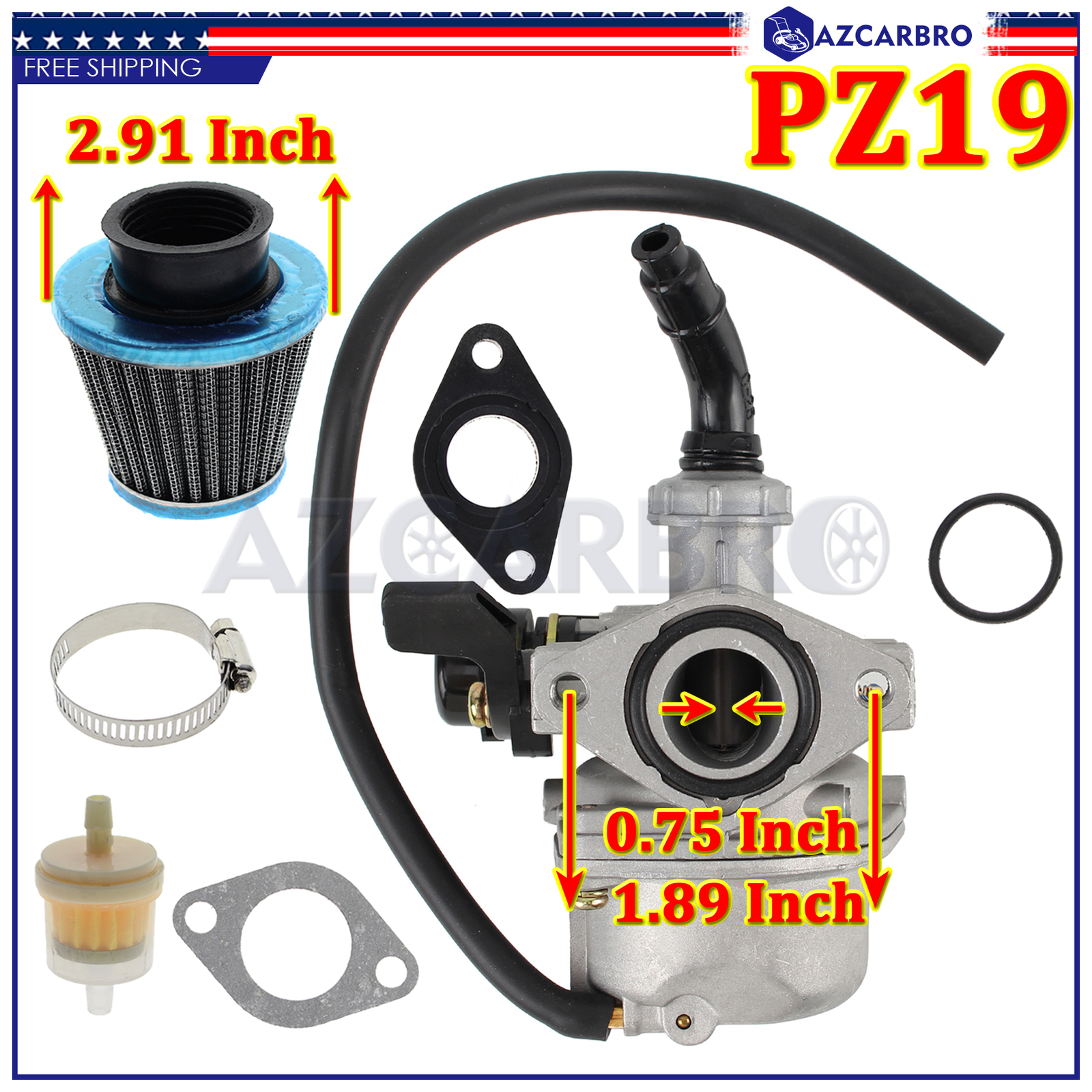 Carburetor PZ19 for 50/70/80/90/110/125cc ATV Dirt Pit Bike Taotao Honda CRF