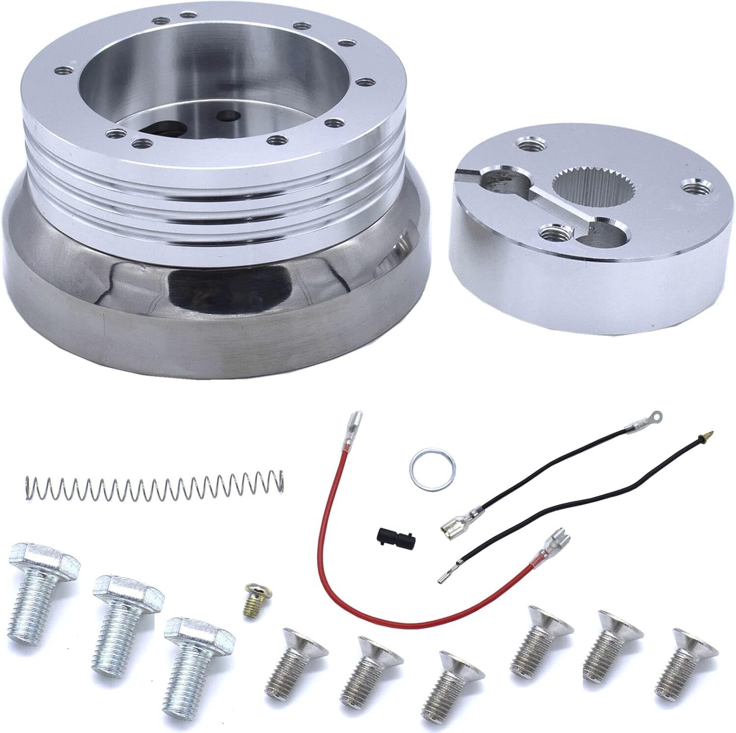 5 & 6 Hole Steering Wheel Polished Hub Adapter Flaming River, Ididit, GM, Chevy