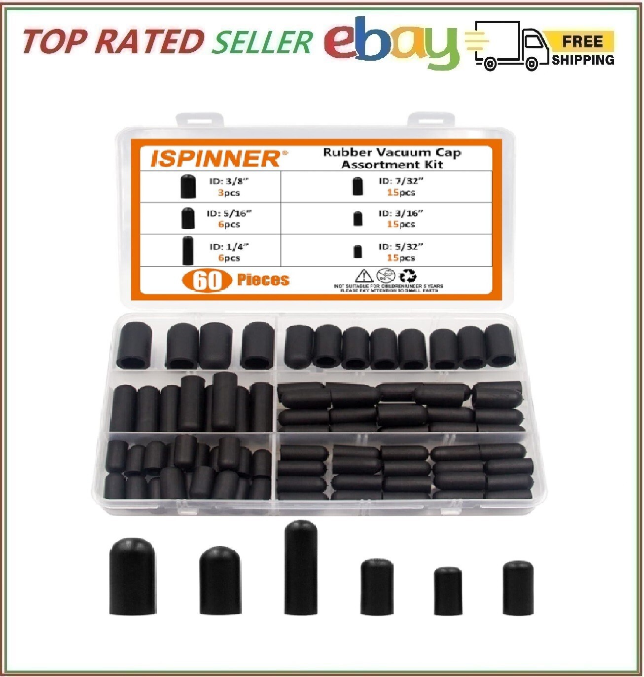 (100 PCS) CARBURETOR & VACUUM RUBBER CAP PLUG ASSORTMENT KIT INTAKE VACUUM LINES