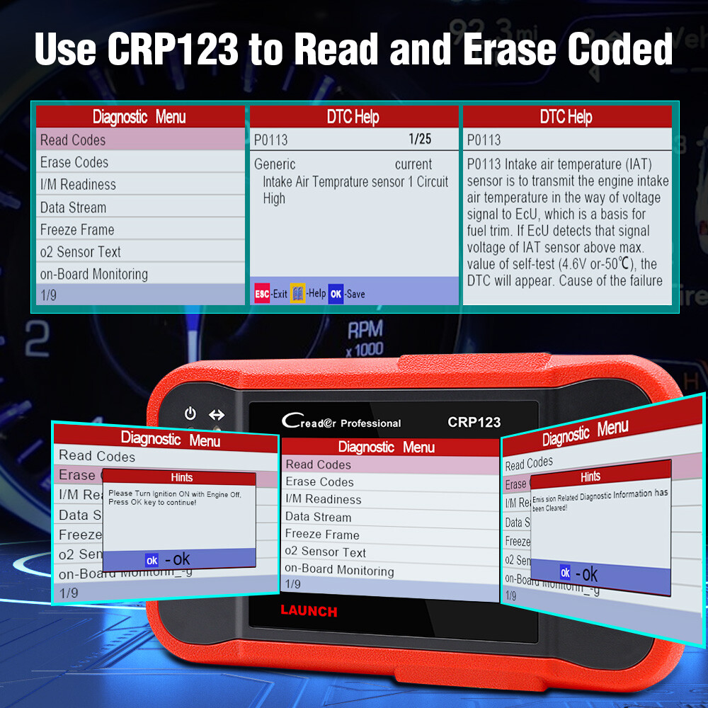 LAUNCH CRP123 Creader OBD2 Scanner ABS SRS Code Reader Car Diagnostic Scan Tool