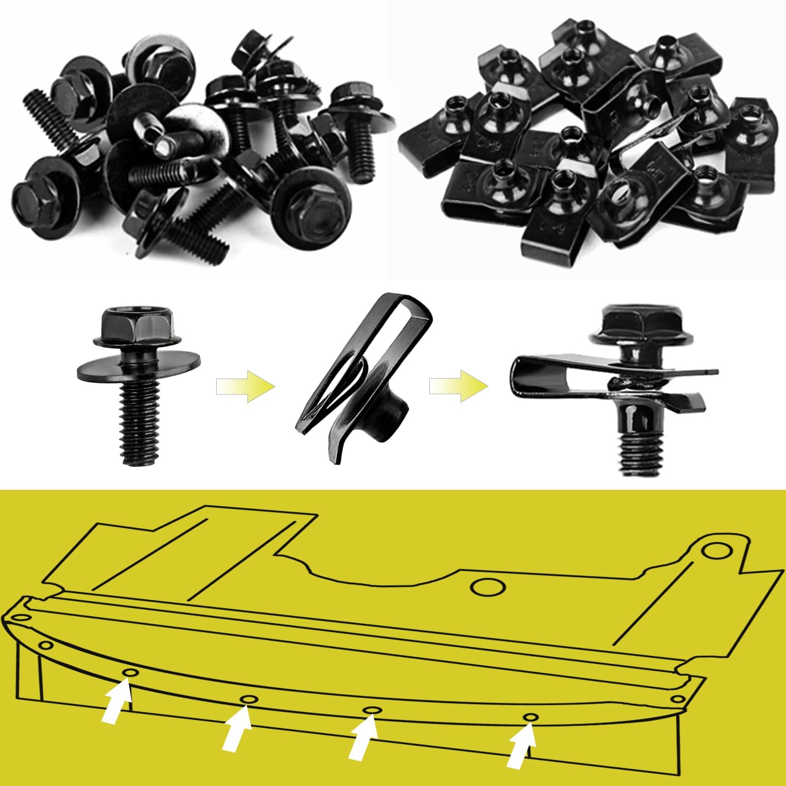 45PCS Universal Style Engine Under Cover Splash Shield Guard Body Bolts Bumpe…