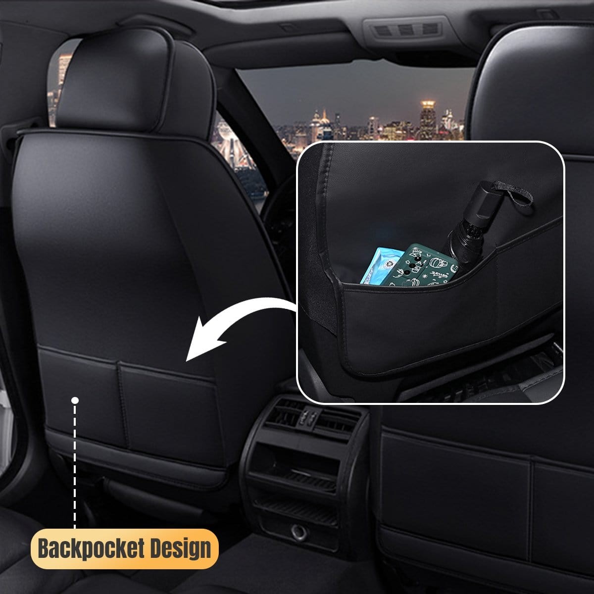 2-Seats Car Seat Covers PU Leather Front Cushion Full Set Universal AB