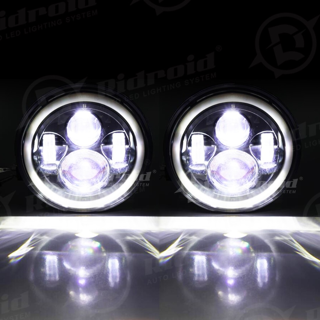 7″ LED Headlight Blue DRL Turn Light For Harley Cafe Racer & Indian Motorcycle