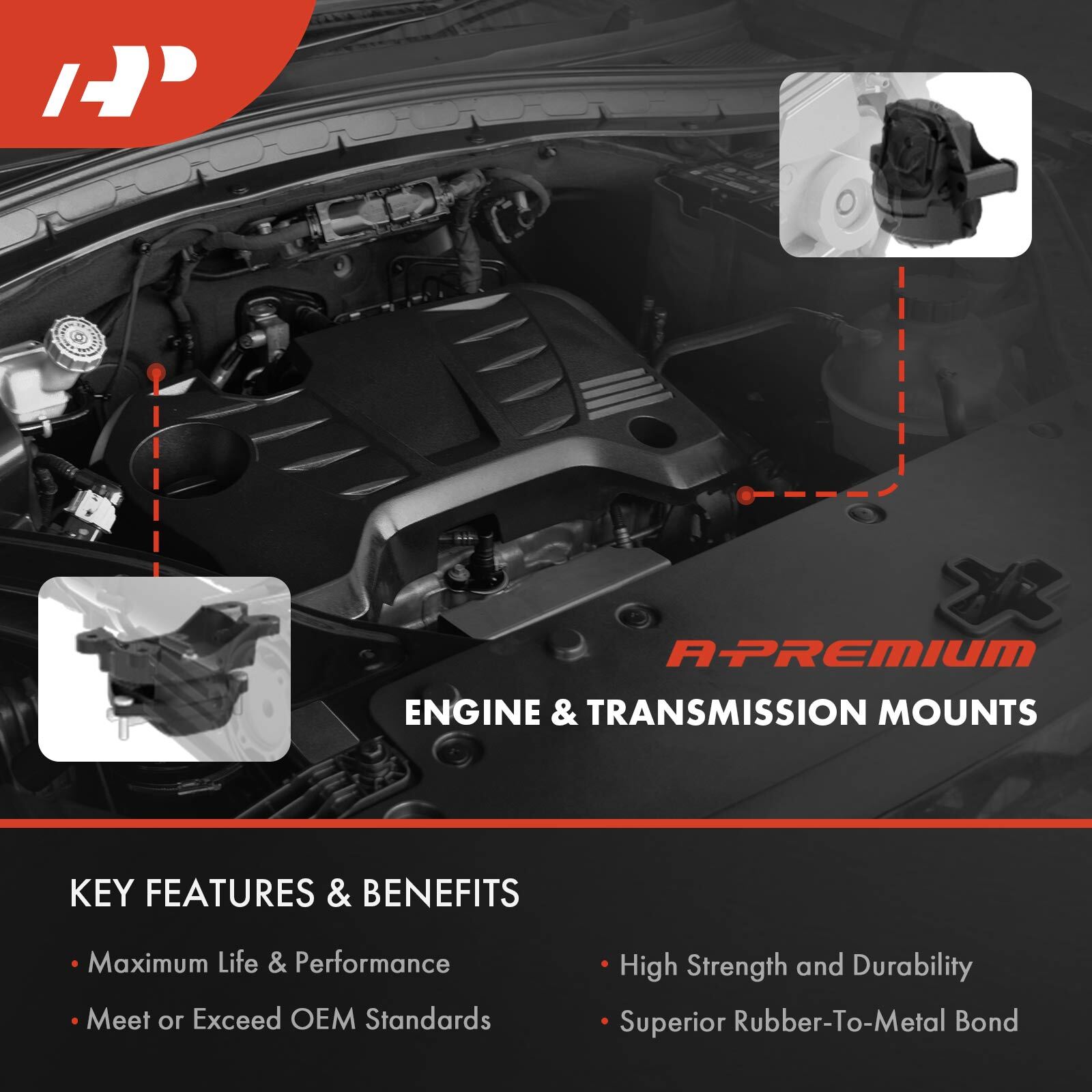 4 Engine Motor Mount & Transmission Mount for Chevrolet Cruze 2011-2017 L4 1.4L