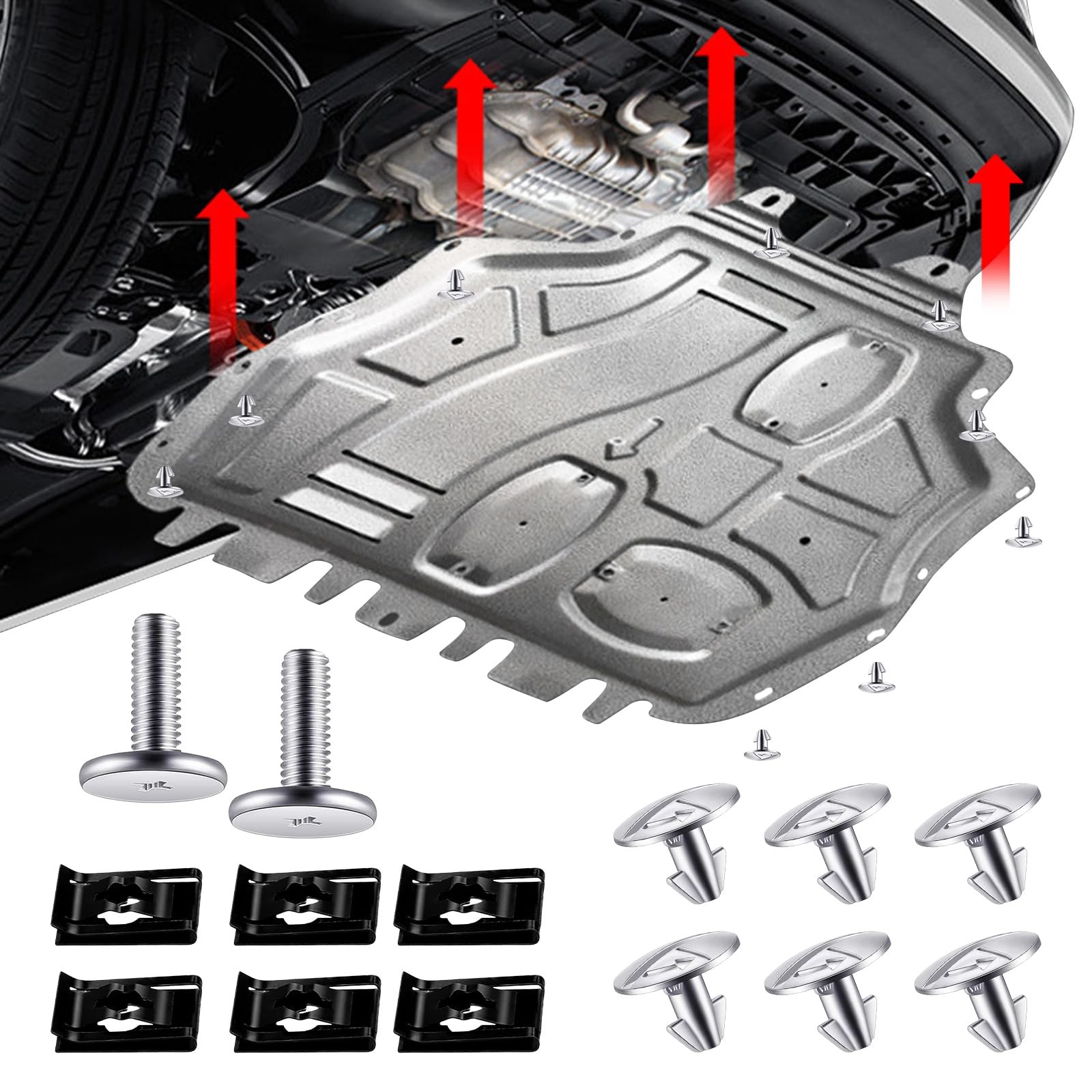 14PCS Engine Splash Shield Hardware Kit, Lower Cover Pin 10mm x 5mm,