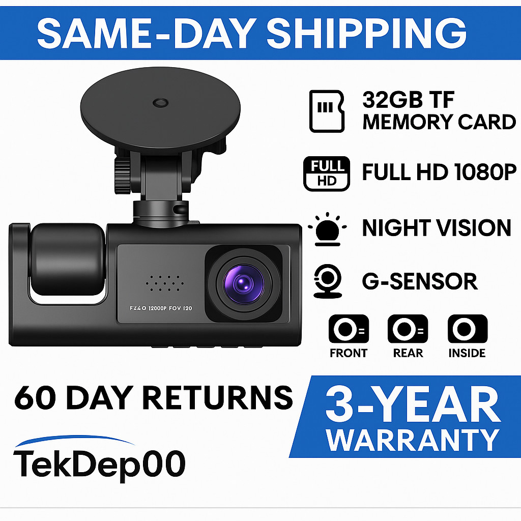 Touch Screen Dash Cam 4″ 1080P Front/Rear Camera Dual Lens Car DVR Recorder