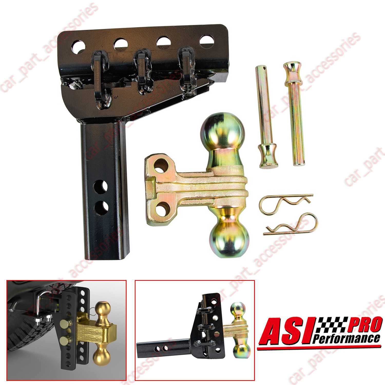 25000 lb 2″ Receiver 6″ Drop Adjustable Towing Hitch Dual Ball Mount Trailer NEW