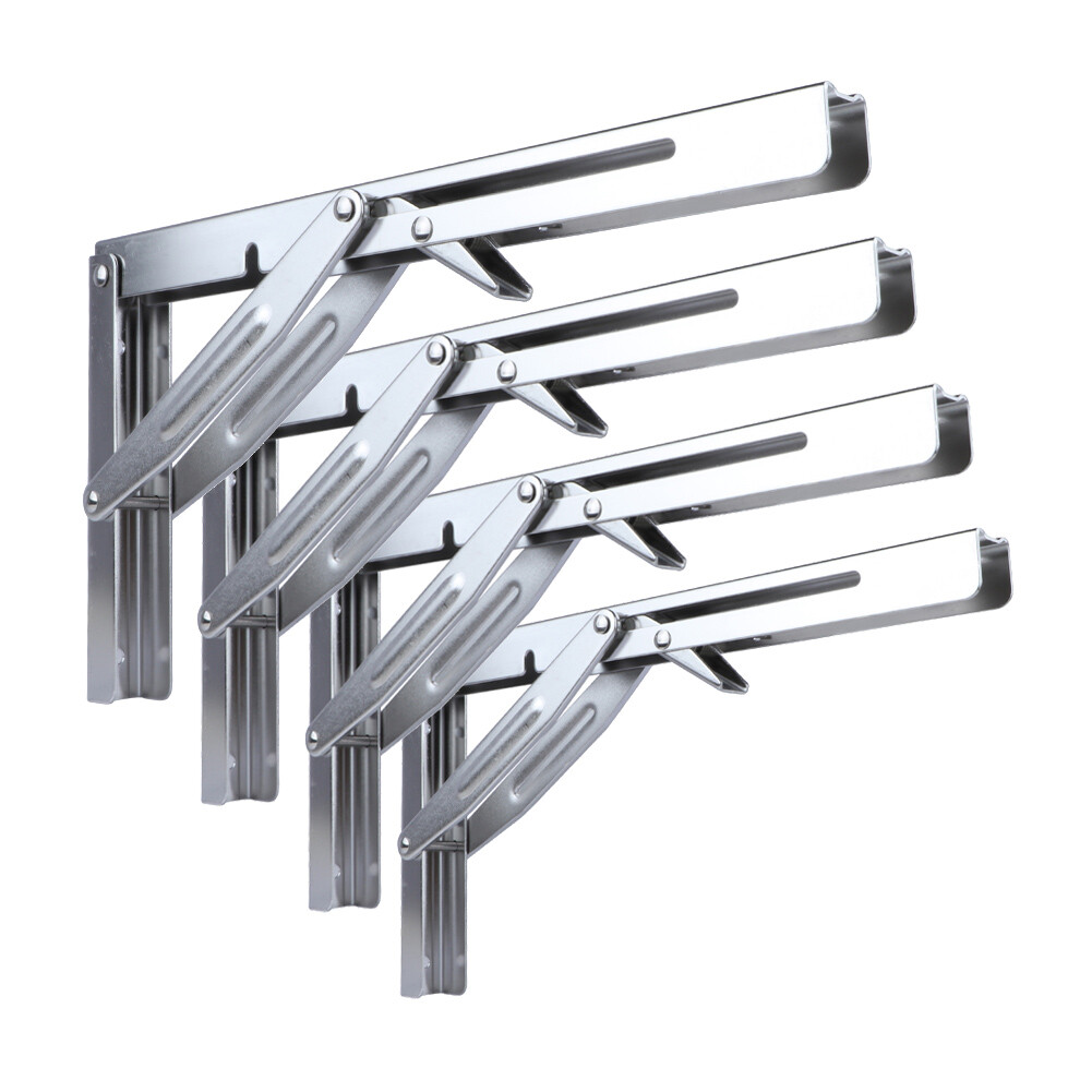 4X Stainless Steel 12″ Folding Table Wall Shelves Bracket Self-Launching 550lb