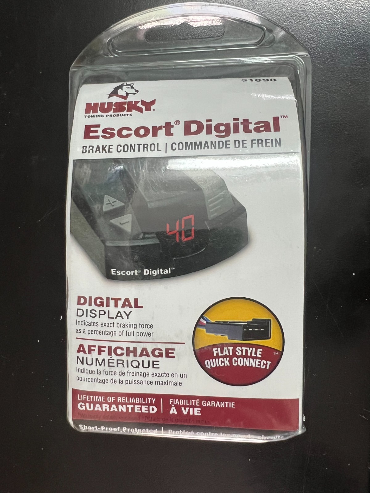 31898 Husky Escort Digital Trailer Brake Controller With Flat Connector 8988