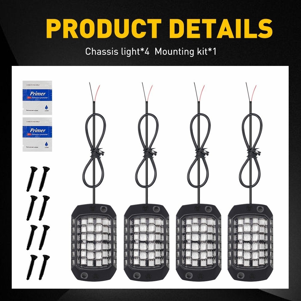 16Pcs Red LED Rock Light Underbody Trail Rig Glow Lamp For Offroad SUV Pickup