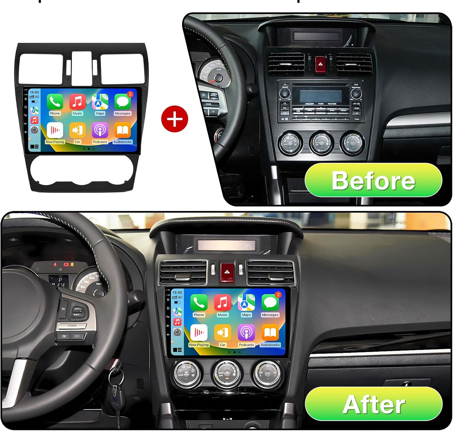 4Core 64G CarPlay Android Car Stereo Radio For Subaru Forester Impreza 2012-2015
