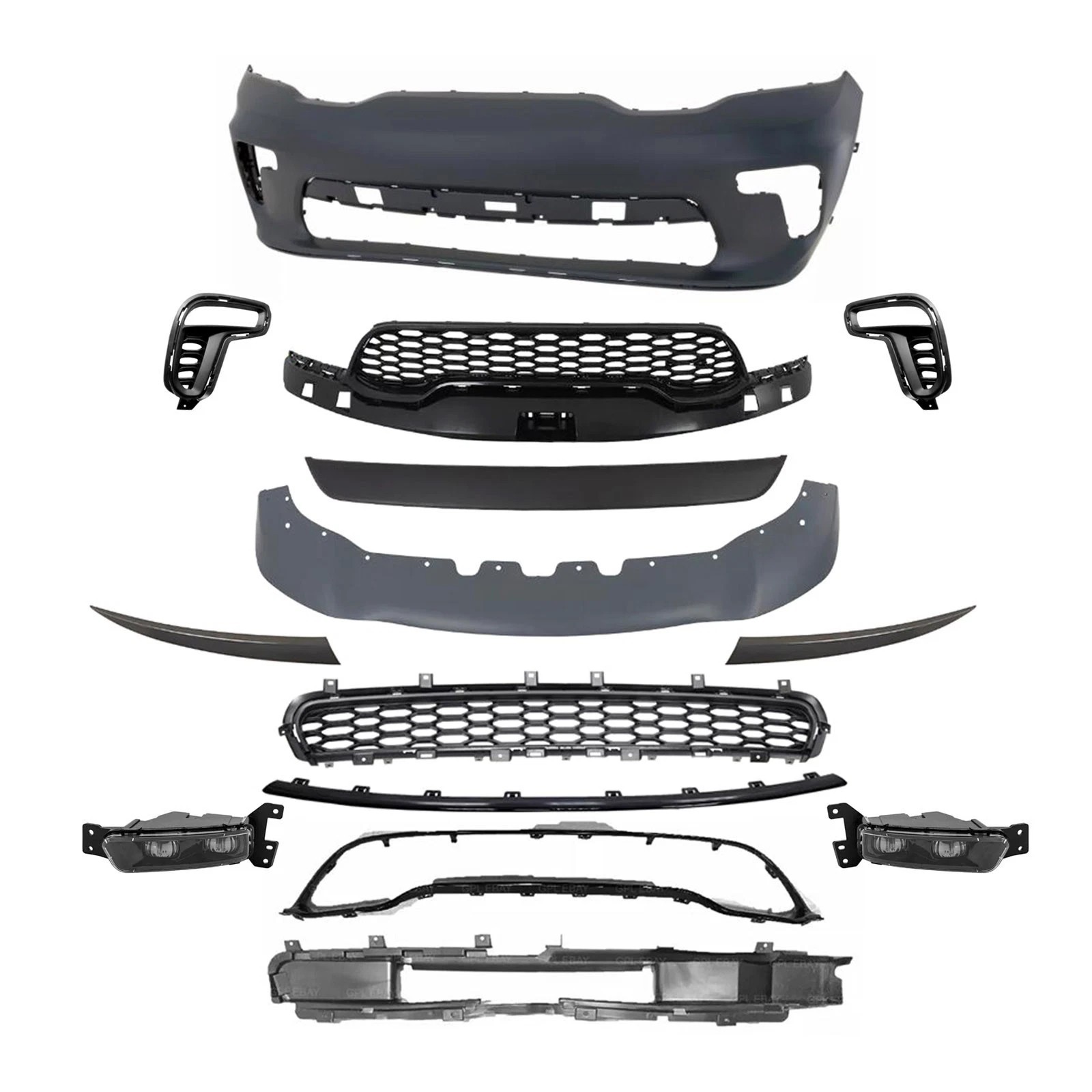 Complete Front Bumper Grille Kit with Fog Light For 2021-2023 Dodge Durango