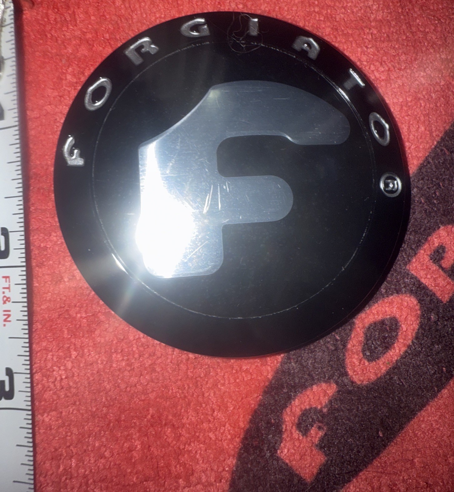 Single (1) Forgiato Wheel Cap Gloss Black W Black Silver F Logo Wheel Center Cap