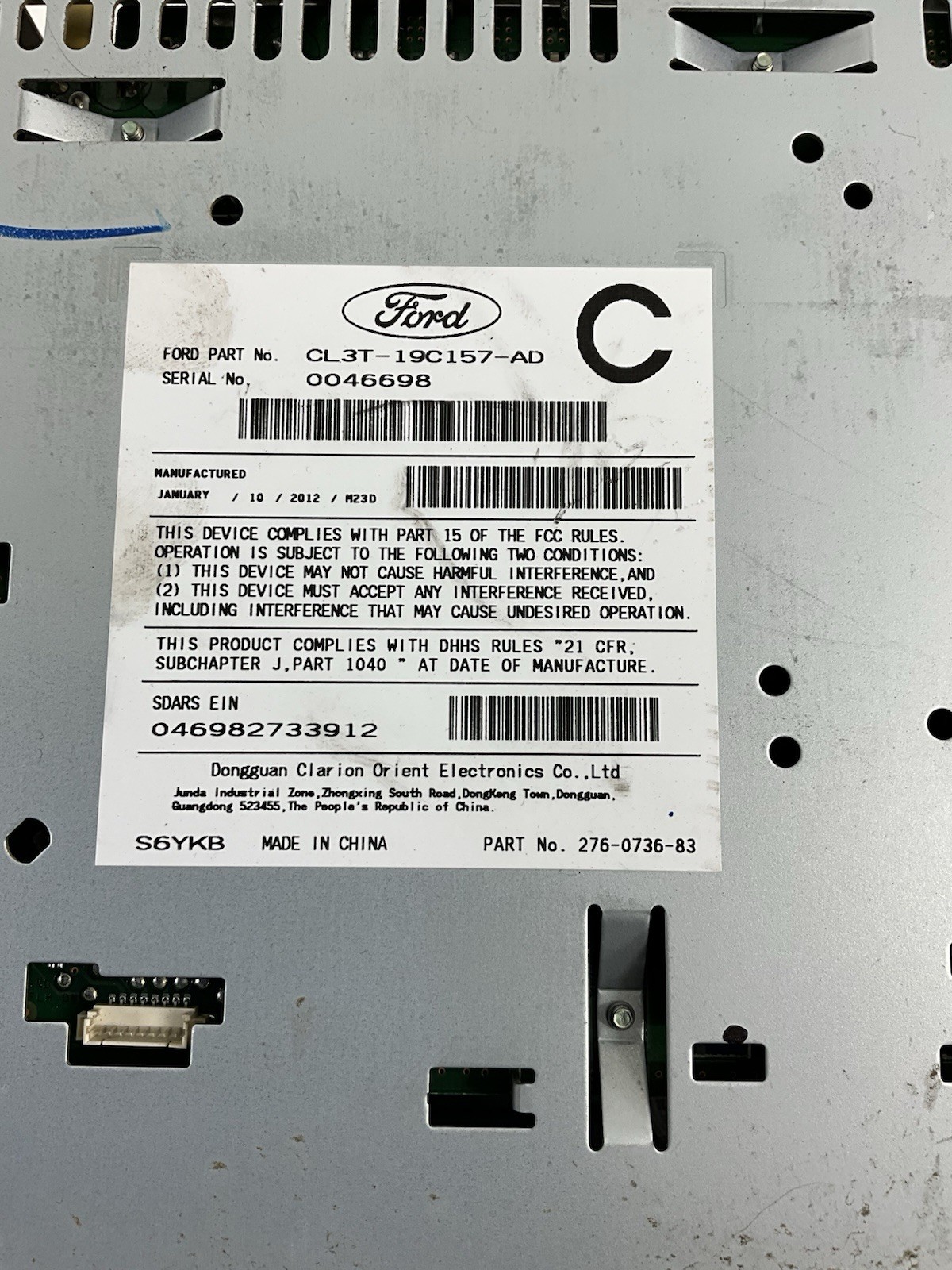 2012 Ford F-150 AM FM XM Satellite Radio Receiver CD CL3T19C157AD OEM