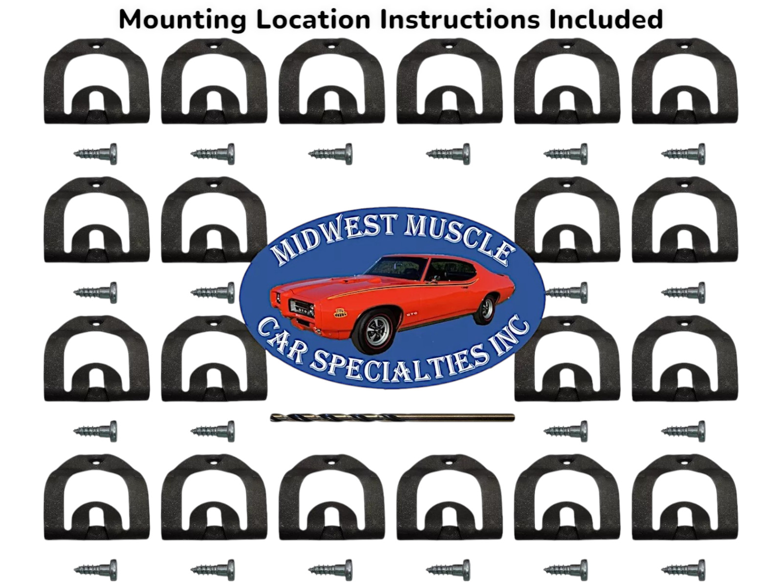 Rear Window Glass Trim Clips & Studs & Drill Bit Complete Set 66-67 GM GTO B59