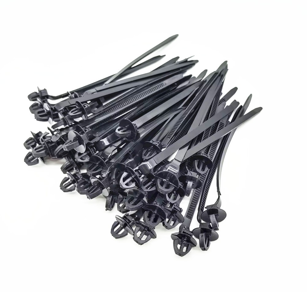 50x Push Mount Cable Ties Car Hose Wire Fastener Clips Nylon Zip Strap Fixing