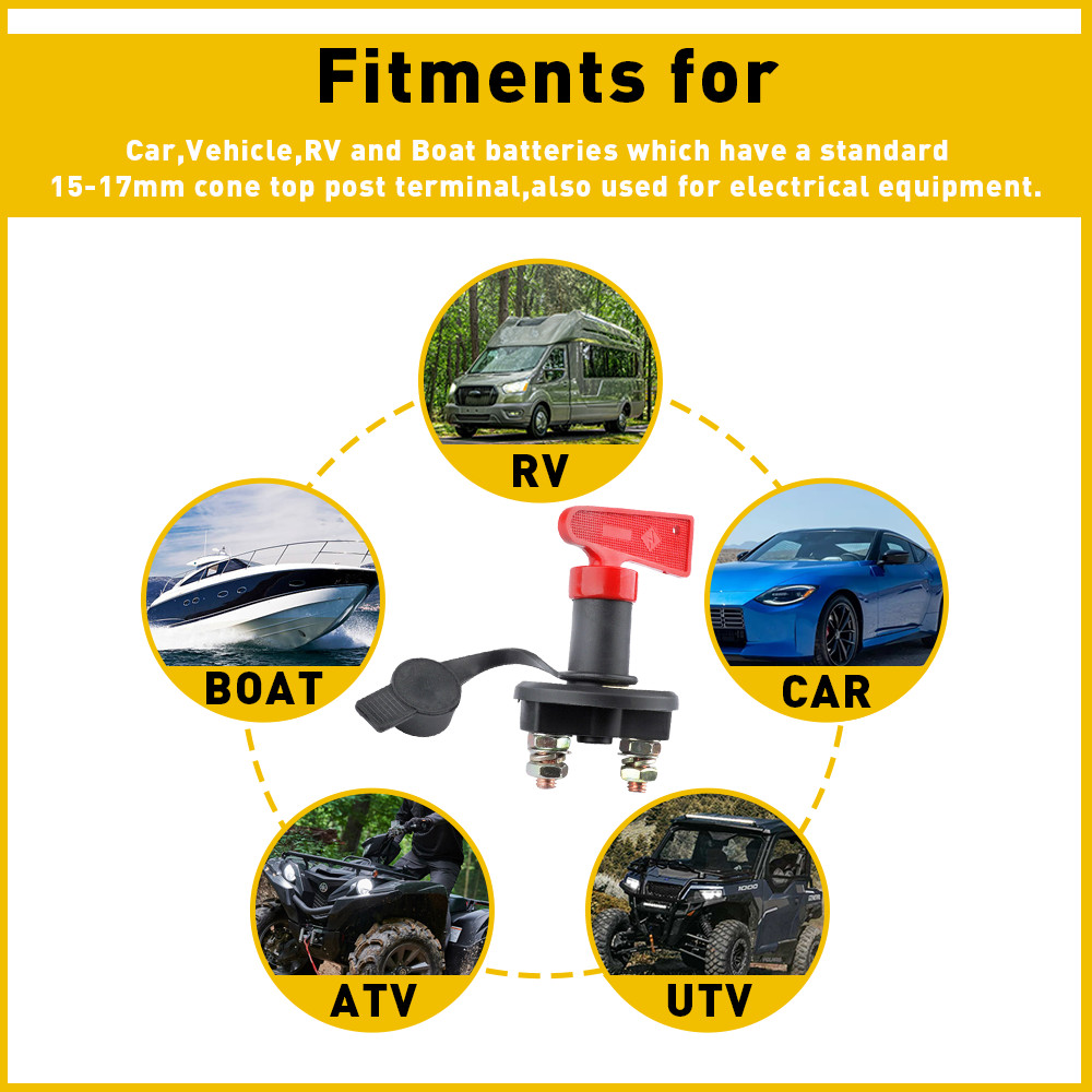 200A Battery Isolator Switch Disconnect Cut Off Kill for Car Truck Boat RV ATV