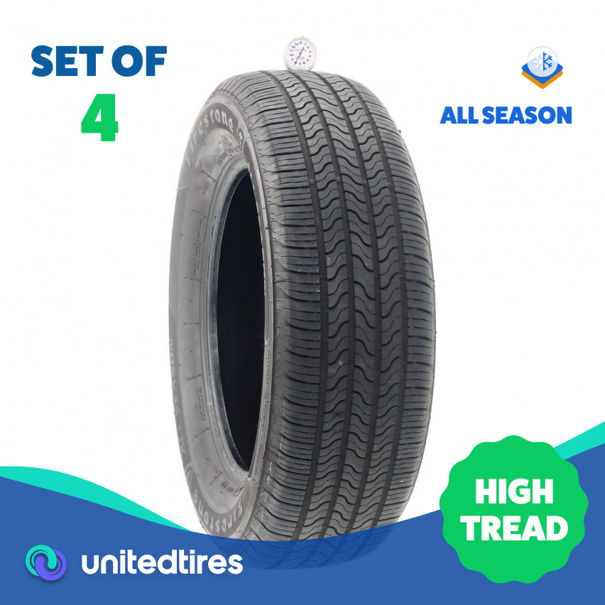 Set of (4) Used 225/65R17 Firestone All Season (Firestone) 102H – 8-8.5/32