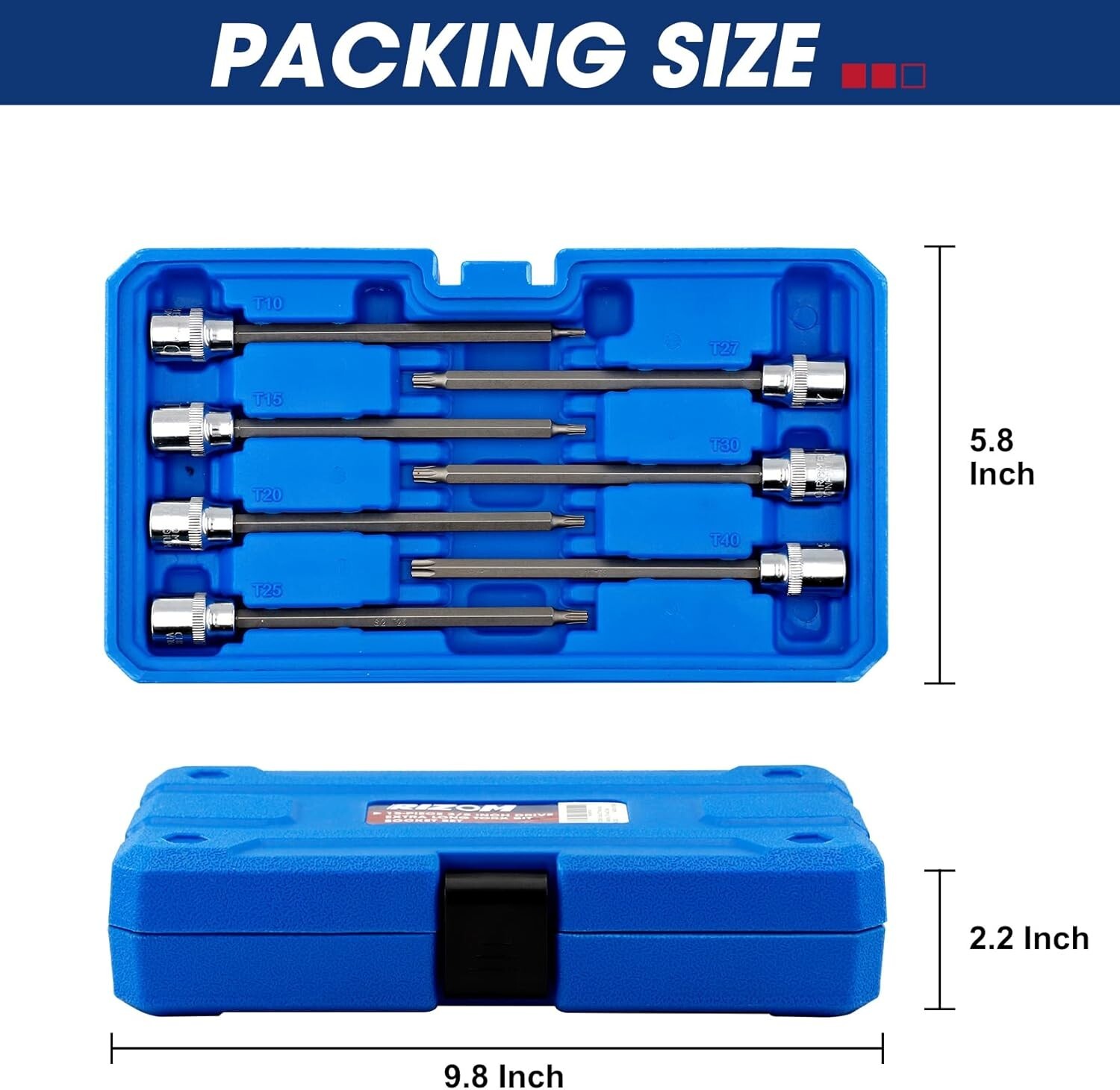15 PCS 3/8″ Drive Extra Long Torx Bit Socket Set, T10-T60 Star Bit Socket Set