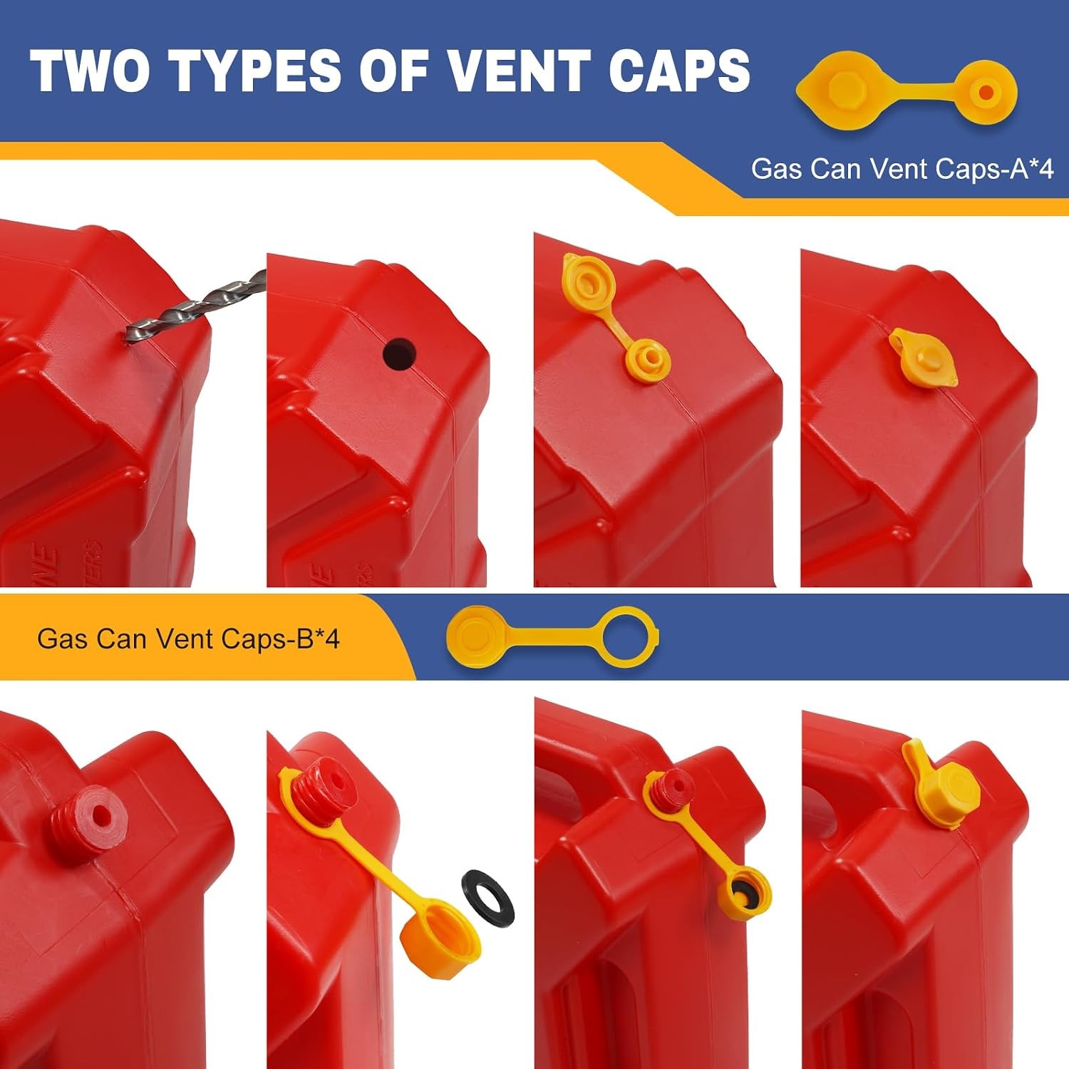Gas Can Spout Kit 33 Pcs, 5 Gallon Flexible Nozzle, Screw Collar Caps