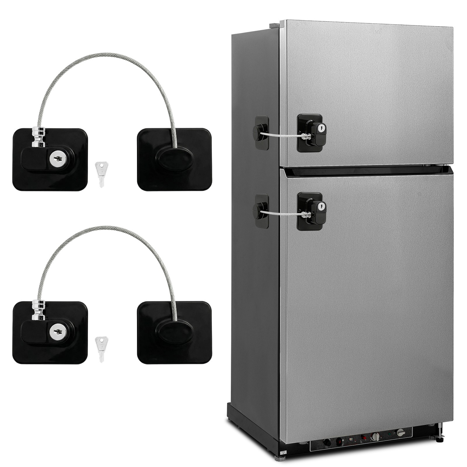 2PCS Fridge Lock Key Keep Children Out Stop Food Theft Simple Installation Black