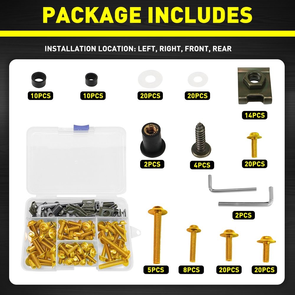 155PCS Golden T6-6061 Aluminum Fairing Bolt Kit Screws Set For Hayabusa GSX1300R