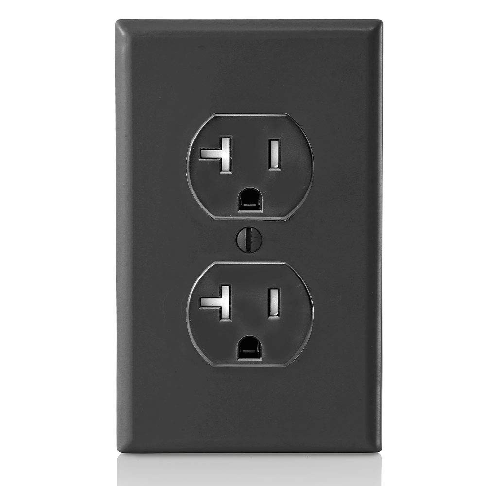 Leviton 20 Amp Tamper-Resistant Duplex Outlet, T5820-E, Black