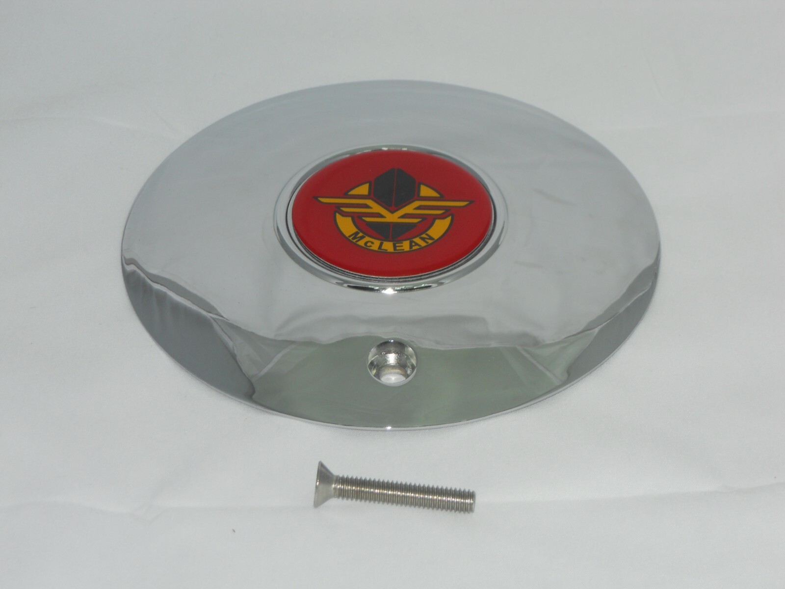 SET OF 4 – RARE McLEAN 98-1262 WHEEL RIM CHROME CENTER CAP 7-3/8″ SCREW ON