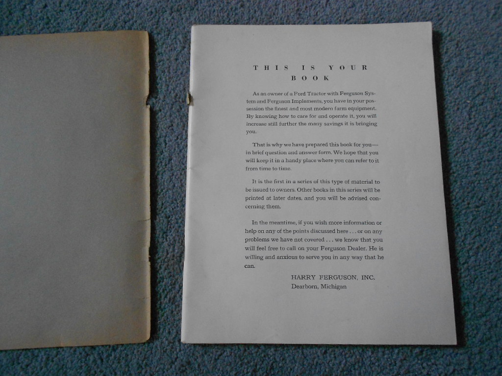 1945 FORD TRACTOR FERGUSON SYSTEM OWNERS PRODUCT INFORMATION MANUAL ORIGINAL OEM