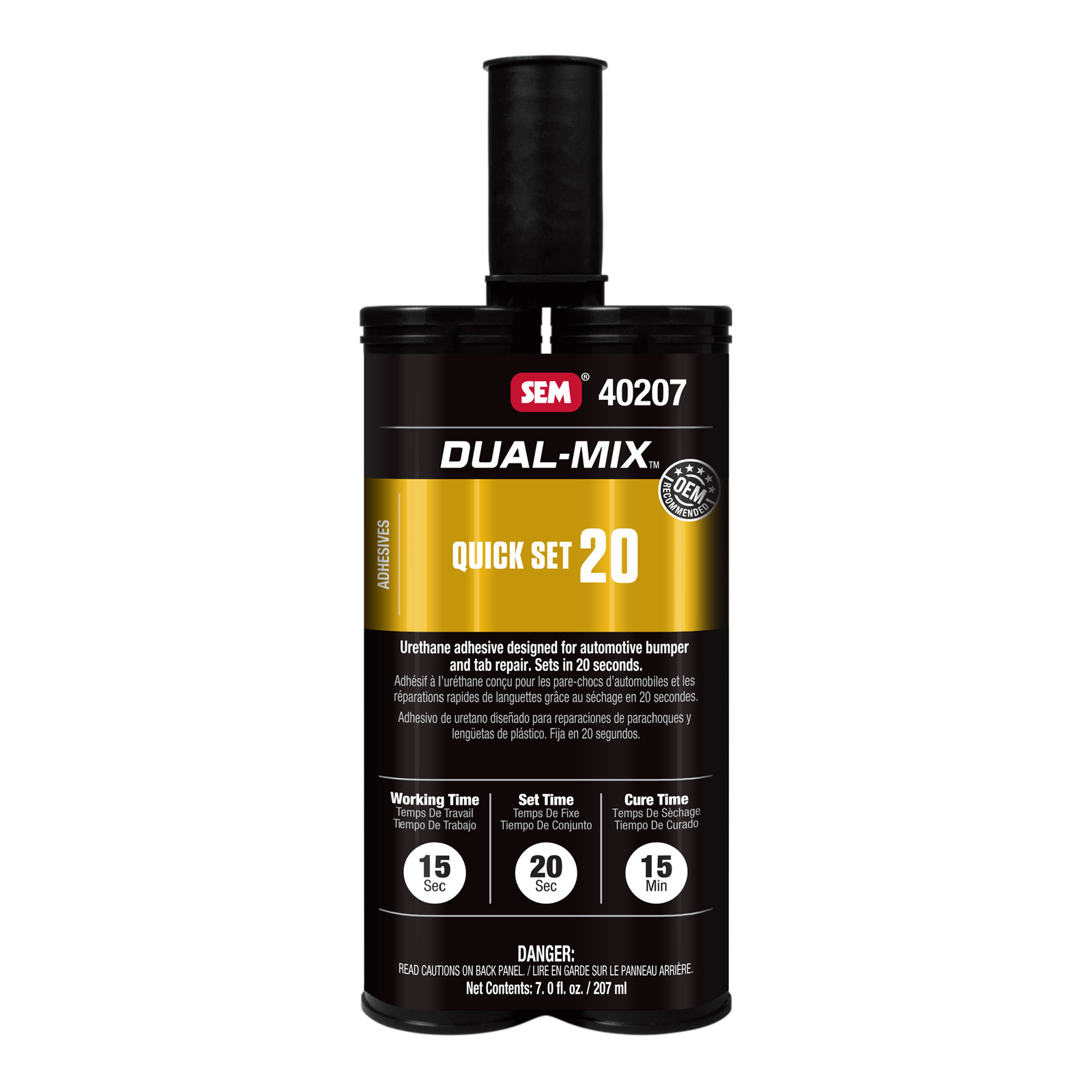 SEM 40207 Quick Set 20 Bumper Tab Repair & Plastic Bonding Adhesive 7 oz