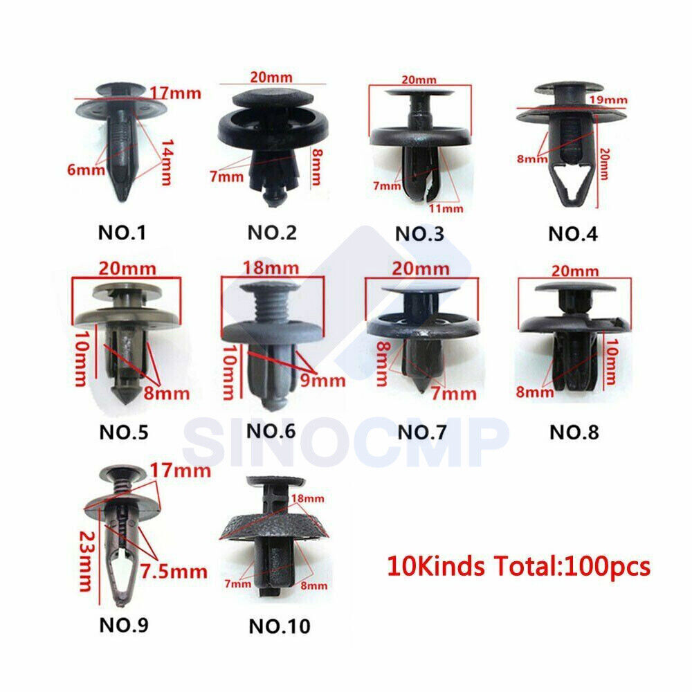 100pcs Car Bumper Fender Trunk Screw Rivets Set For Auto Plastic Fastener Clips