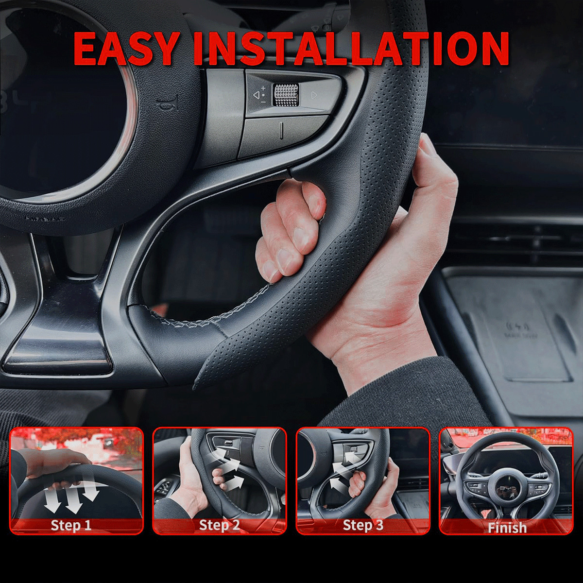 2026 Steering Wheel Cover Leather Protector For GMC 14.5-15” Interior Upgrade