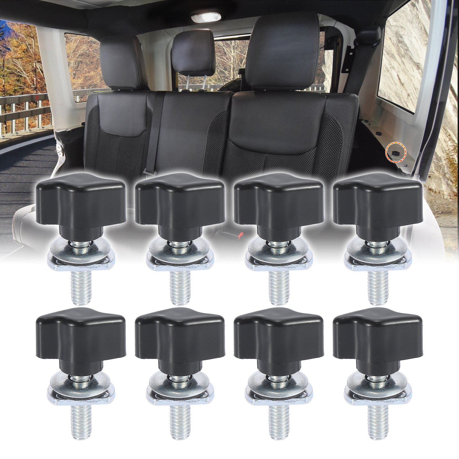 Pack(8)Hardtop Bolts Screws Quick Removal Fastener Thumb Screw for Jeep Wrangler