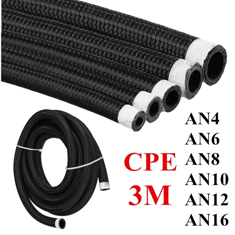 3M AN4 AN6 AN8 AN10 AN12 AN16 Nylon Steel Braided CPE Fuel Hose Oil Gas Air Line